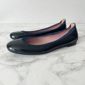 Pretty Ballerinas Navy Patent Ballet Flats with Pink Interior
